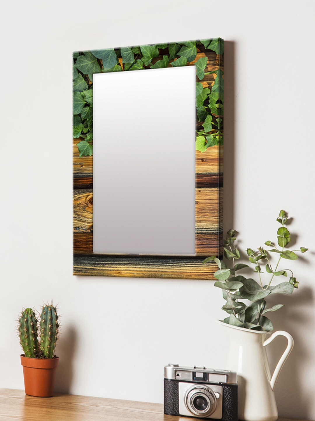 

999Store Brown & Green Printed MDF Wall Mirror