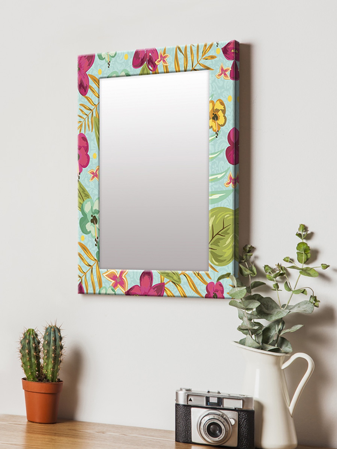 

999Store Multicoloured Printed MDF Wall Mirror, Multi