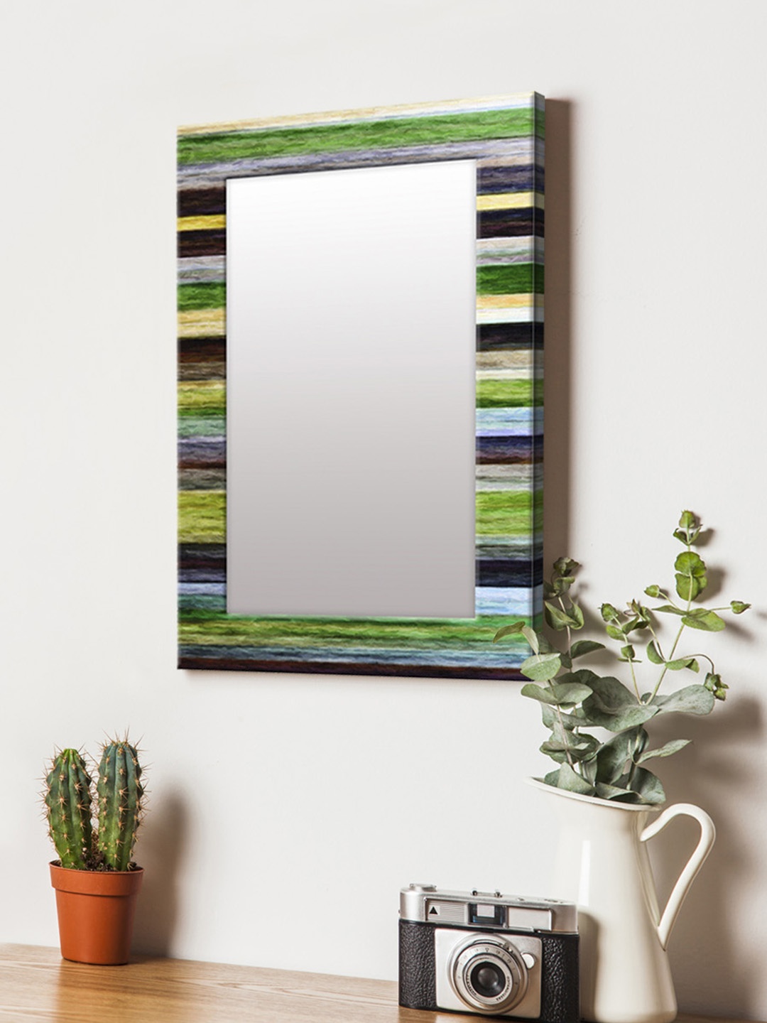 

999Store Multicoloured Printed MDF Wall Mirror, Multi