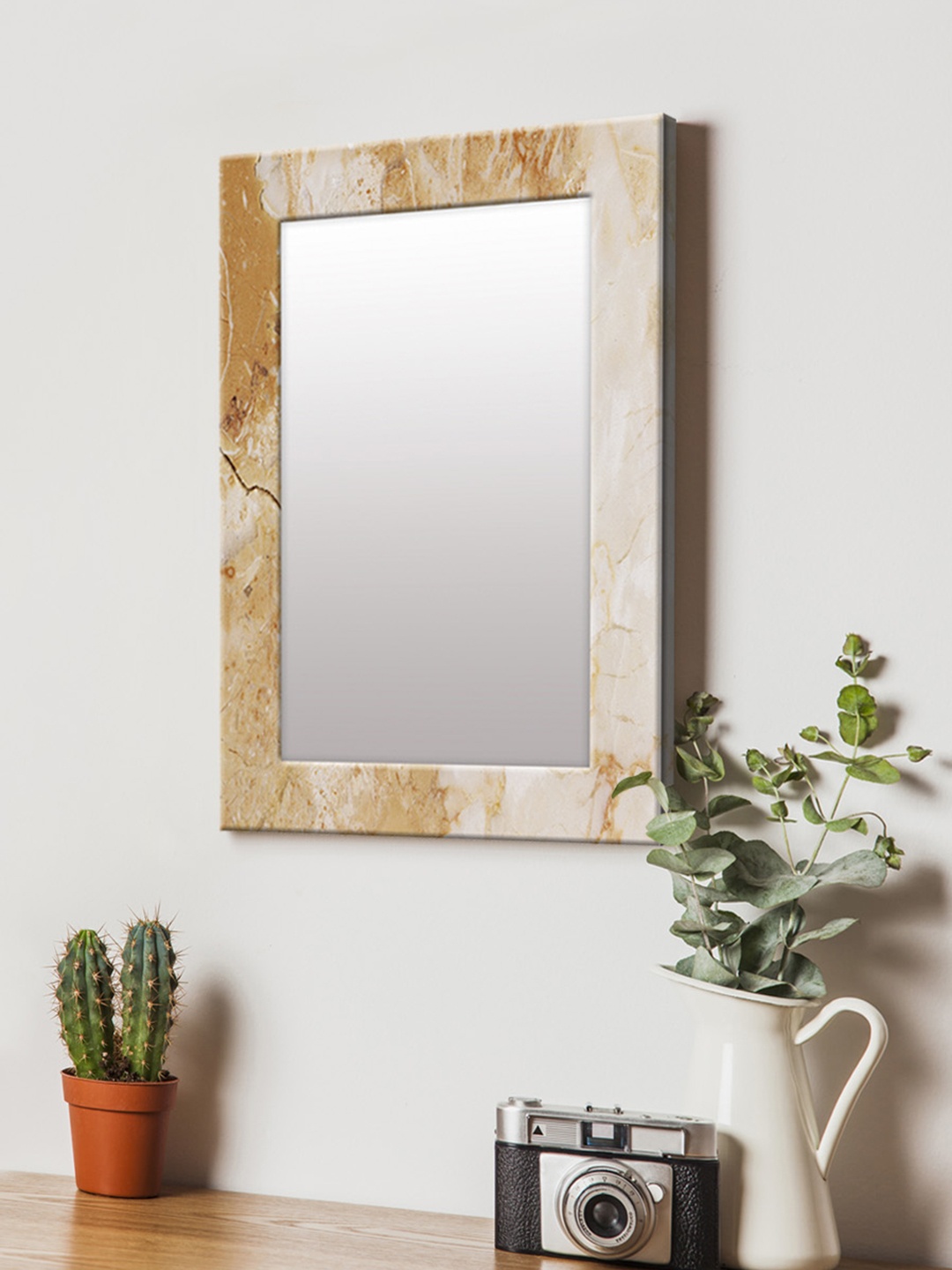 

999Store Brown Printed MDF Wall Mirror