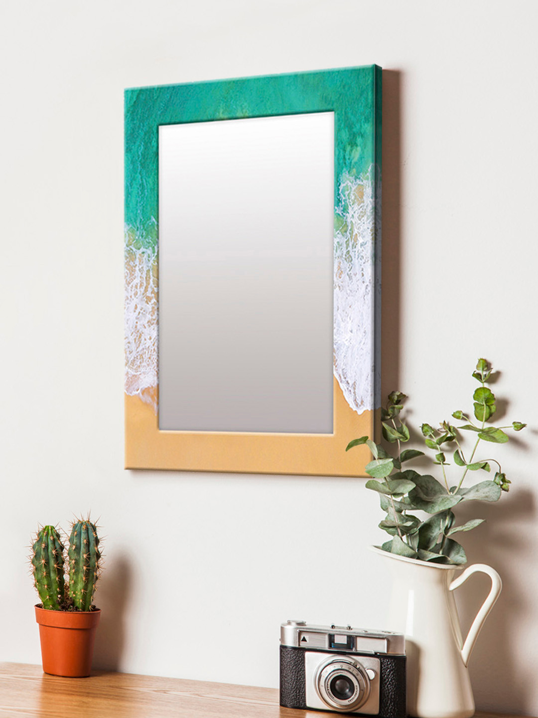 

999Store Blue Printed MDF Wall Mirror