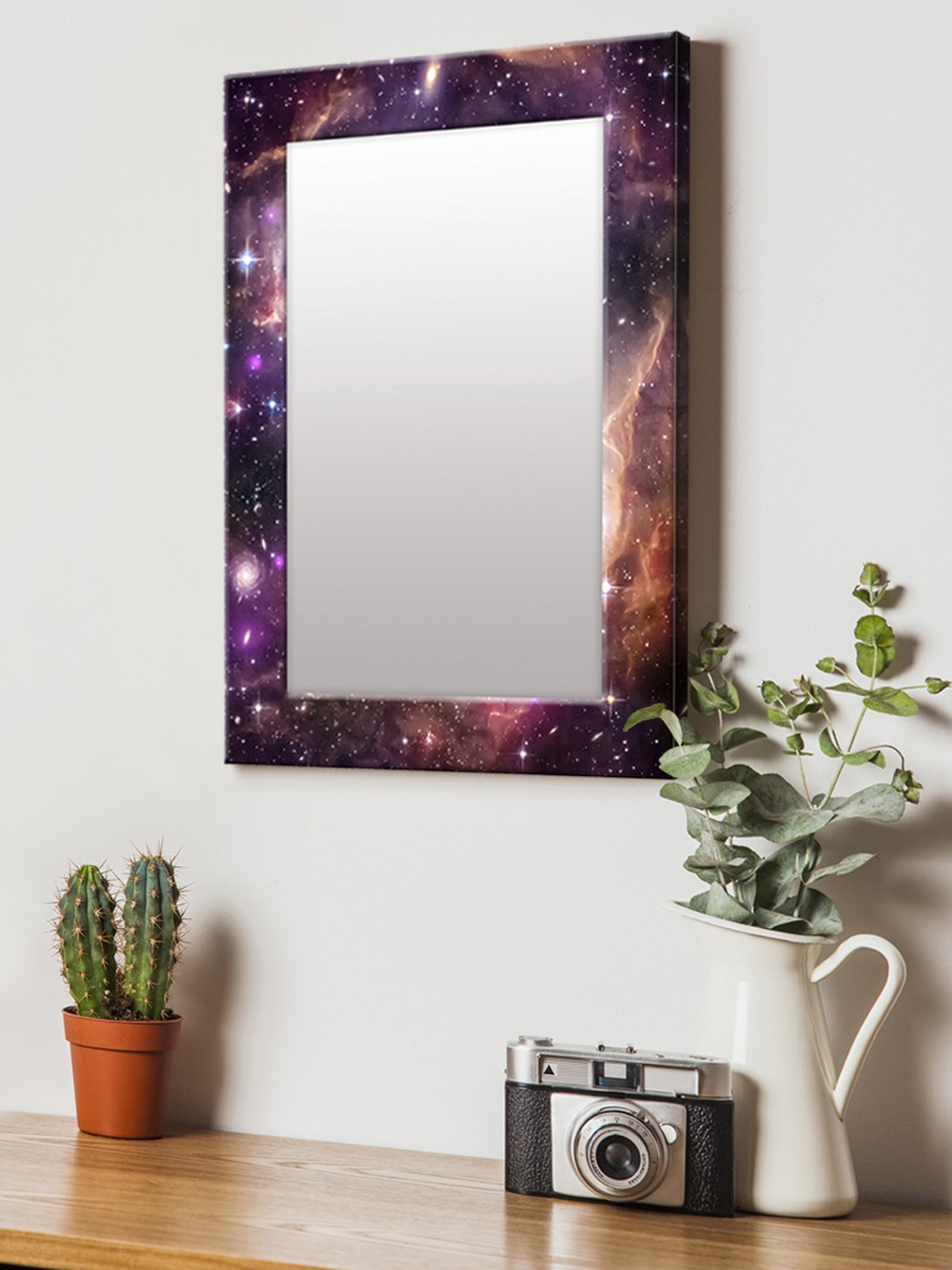 

999Store Blue Printed MDF Wall Mirror