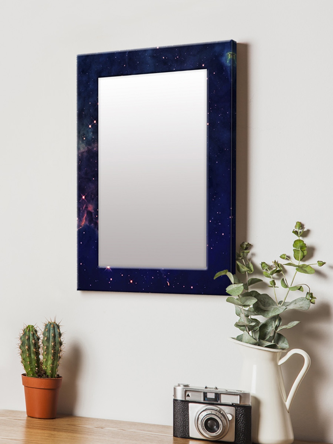 

999Store Blue Printed MDF Wall Mirror