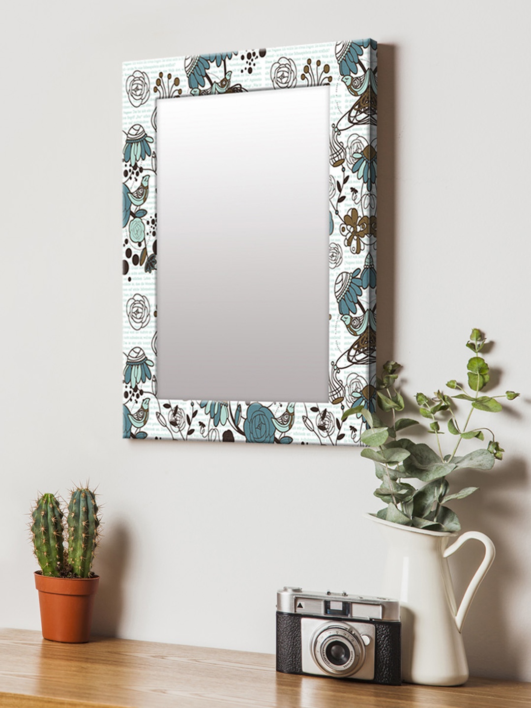 

999Store Blue & Multicoloured Printed MDF Wall Mirror