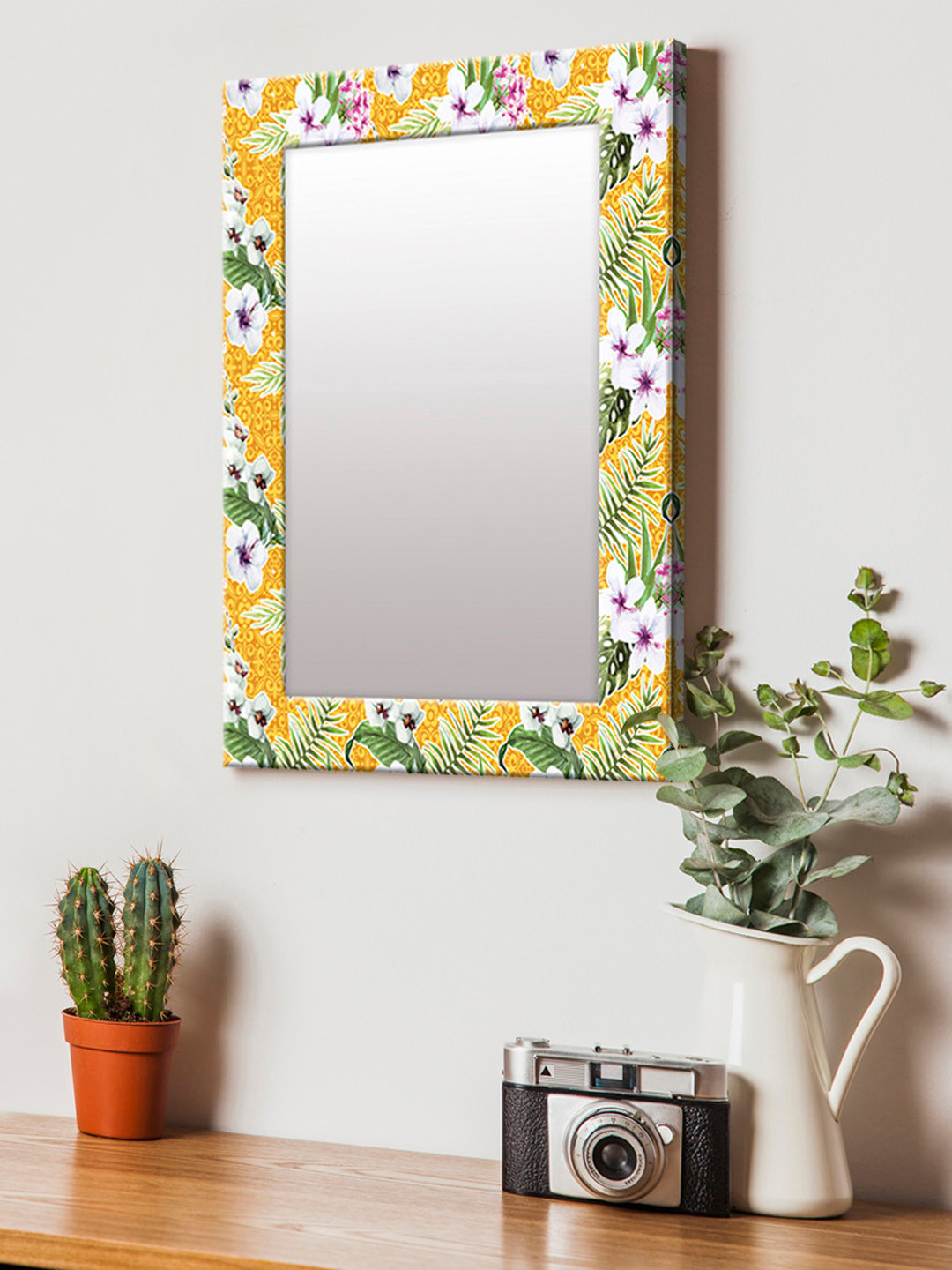 

999Store Multicoloured Printed MDF Wall Mirror, Multi