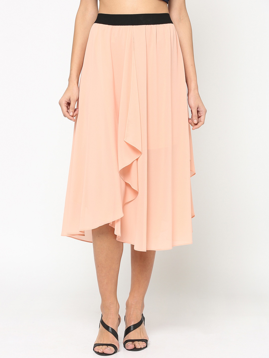 

Gipsy Women Peach-Coloured Solid Flared Skirt