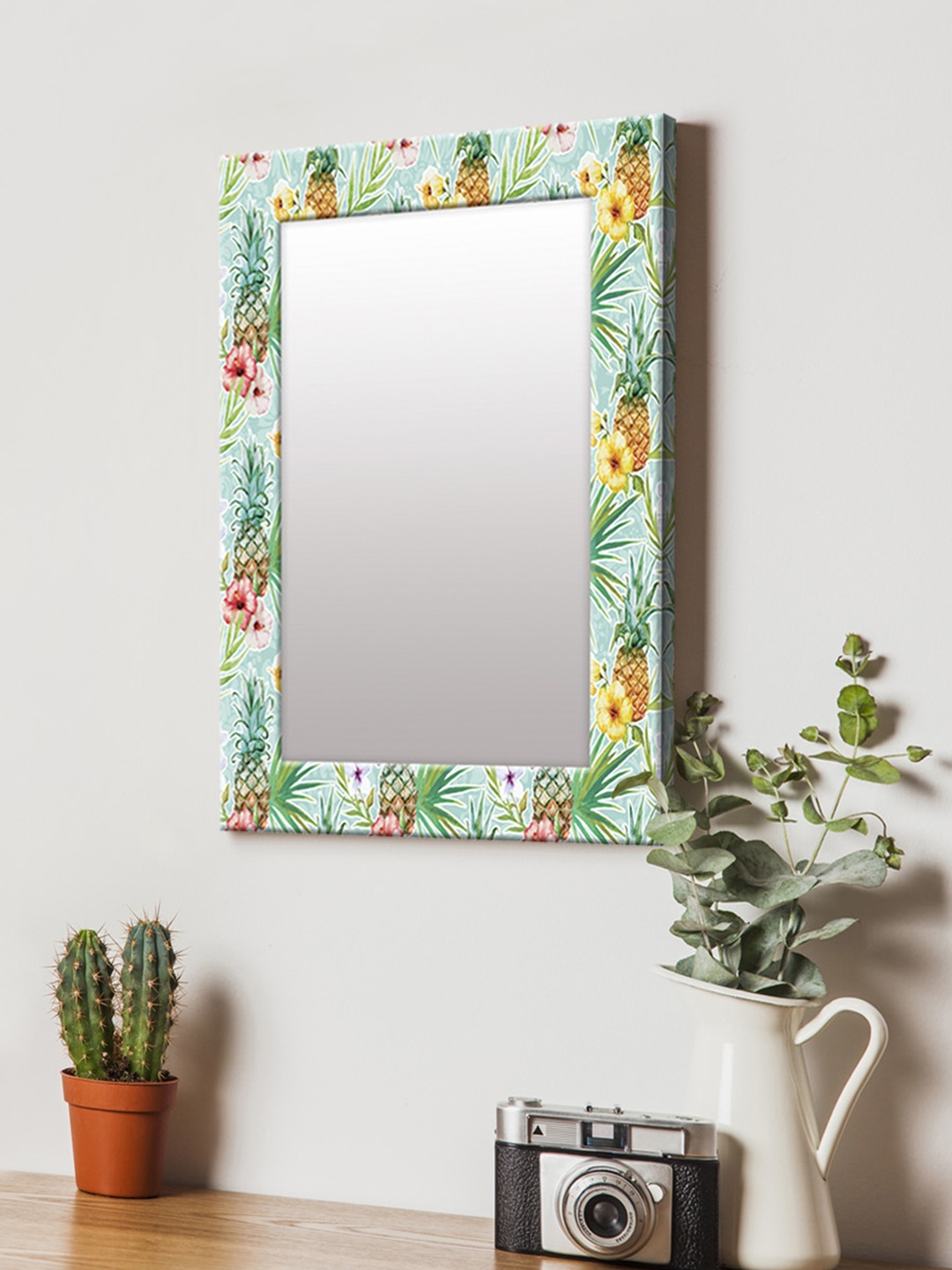 

999Store Green & Multicoloured Printed MDF Wall Mirror
