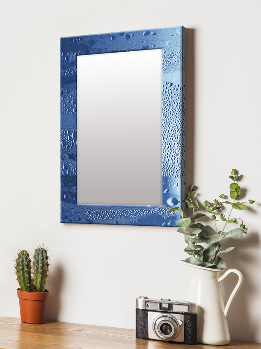 

999Store Blue Printed MDF Wall Mirror
