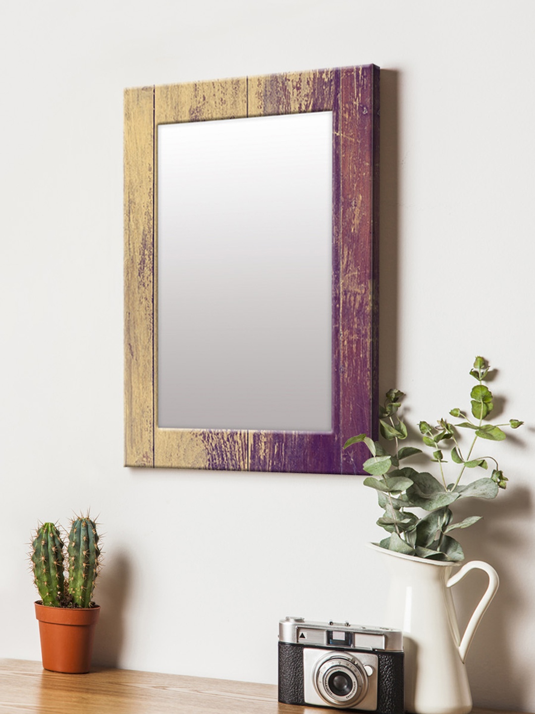 

999Store Purple & Brown Printed MDF Wall Mirror