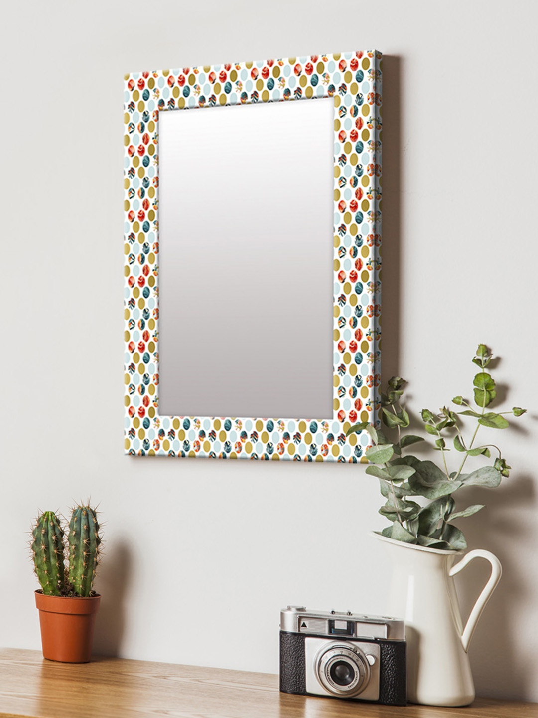 

999Store Multicoloured Printed MDF Wall Mirror, Multi