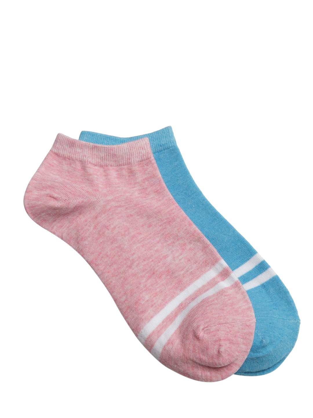 

J Style Women Pack of 2 Pink & Blue Solid Ankle-Length Socks