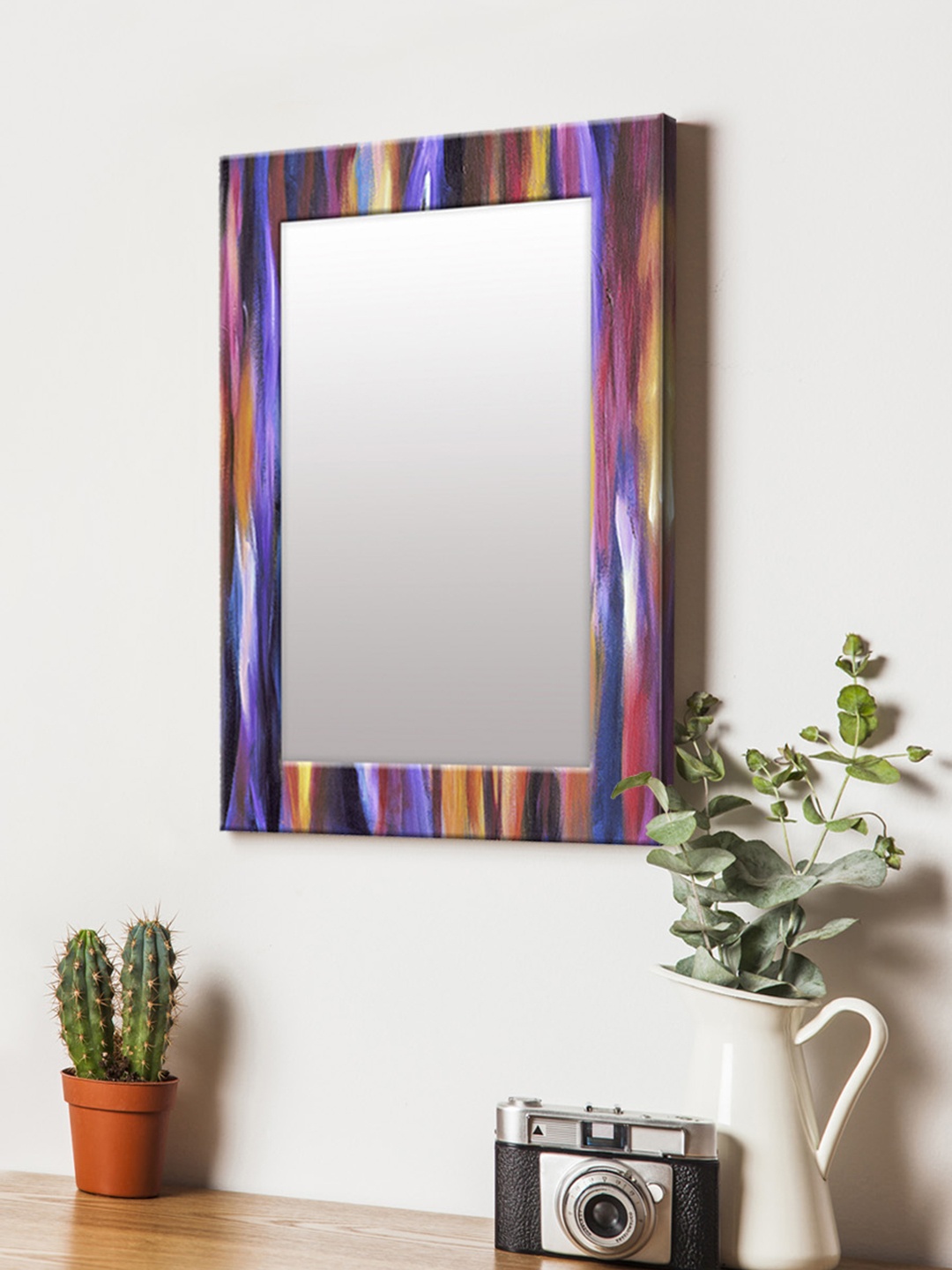 

999Store Multicoloured Printed MDF Wall Mirror, Multi