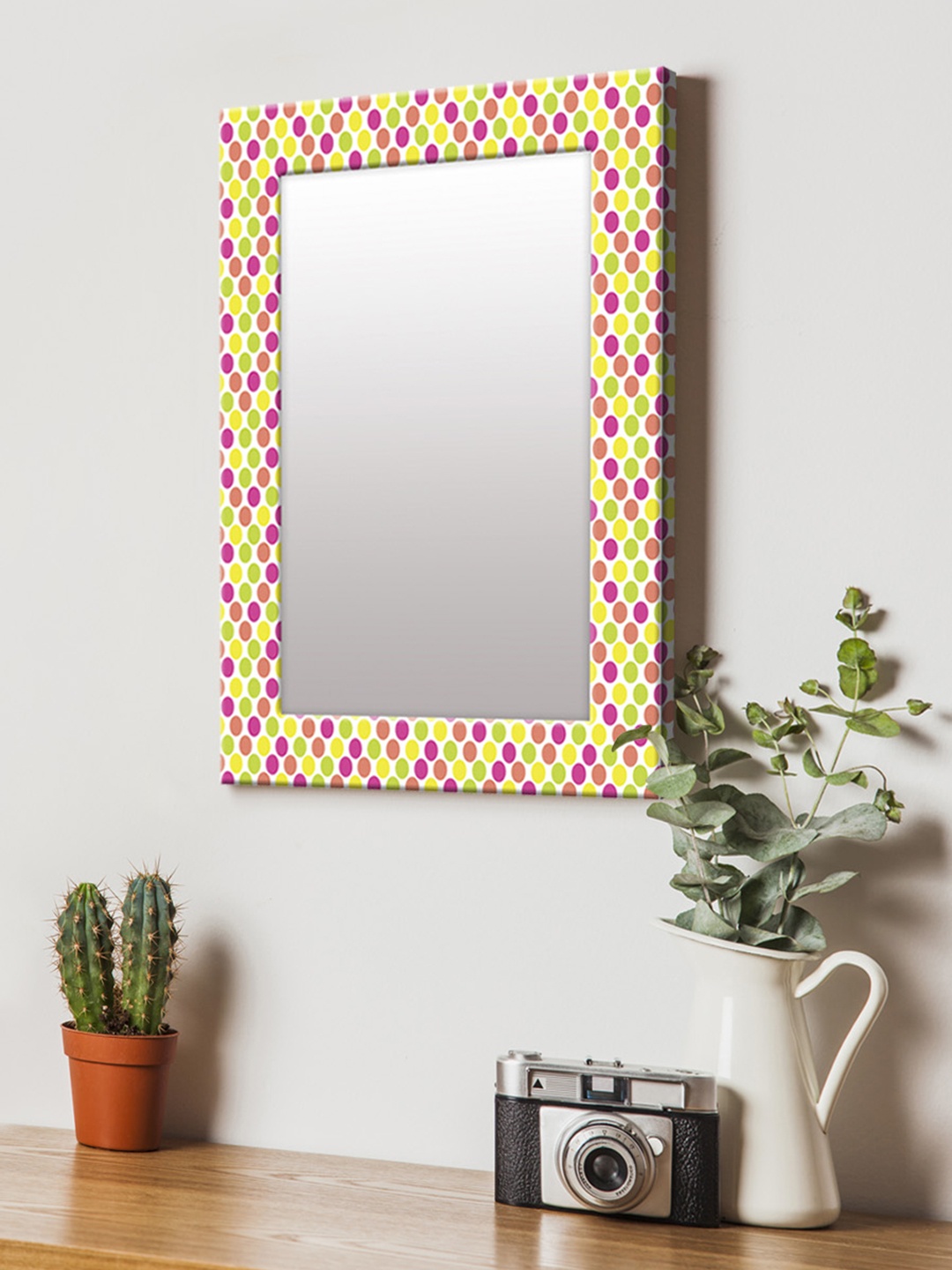 

999Store Multicoloured Printed MDF Wall Mirror, Multi
