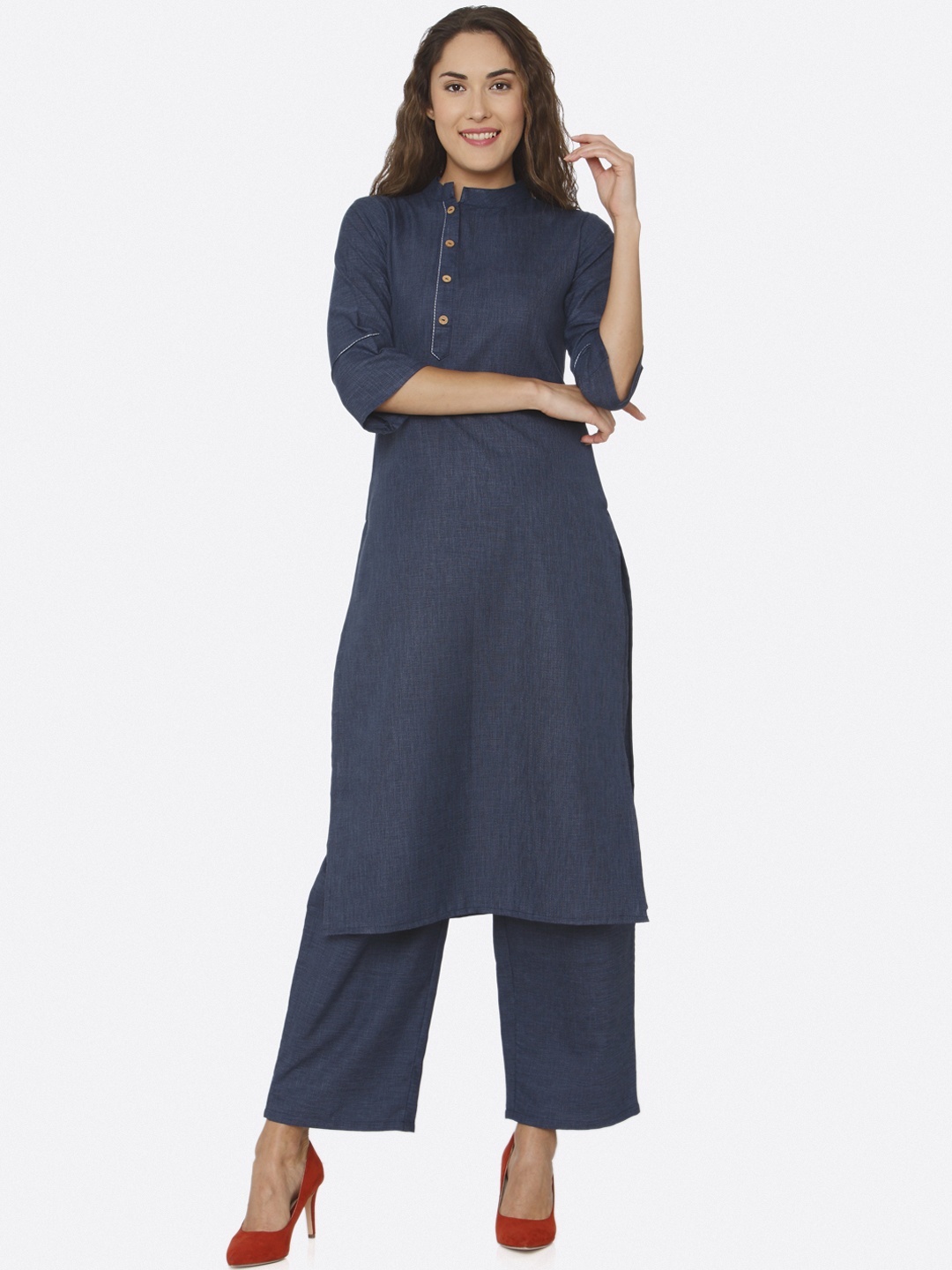 

shiloh Women Blue Solid Kurta with Trouser