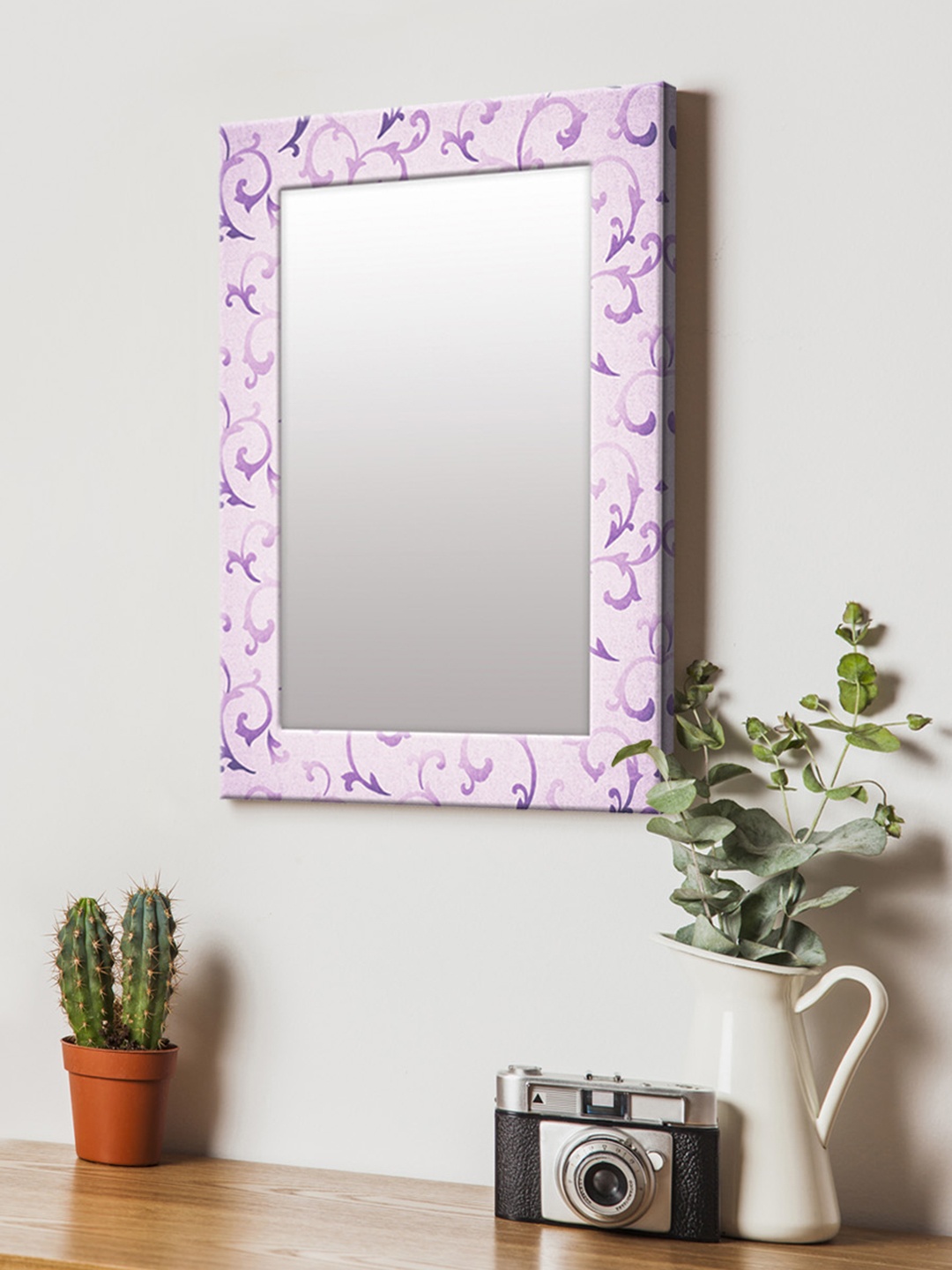 

999Store Purple Printed MDF Wall Mirror