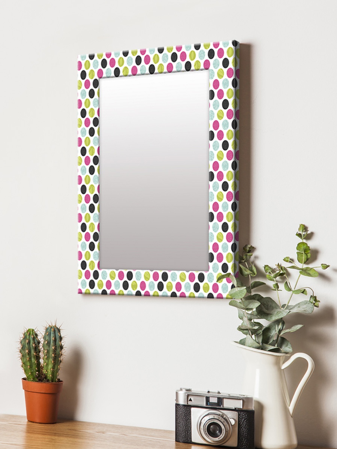 

999Store Multicoloured Printed MDF Wall Mirror, Multi