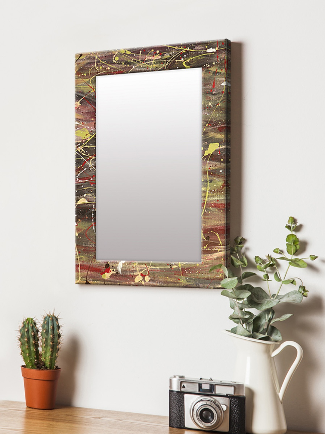 

999Store Brown Printed MDF Wall Mirror