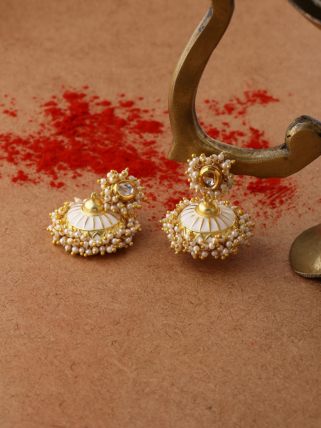 Voylla Women Gold-Plated Handcrafted Contemporary Drop Earrings