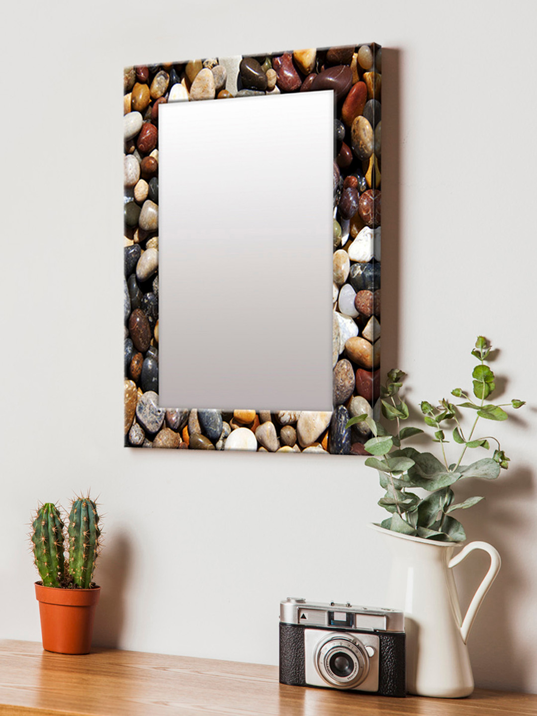 

999Store Brown Printed MDF Wall Mirror