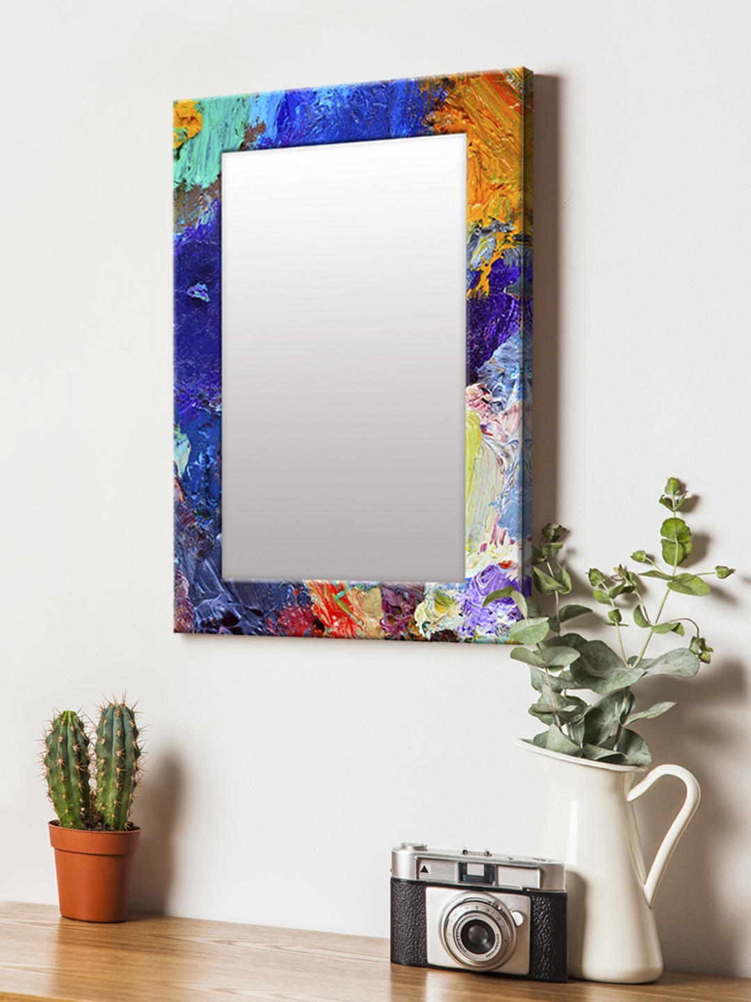 

999Store Multicoloured Printed MDF Wall Mirror, Multi