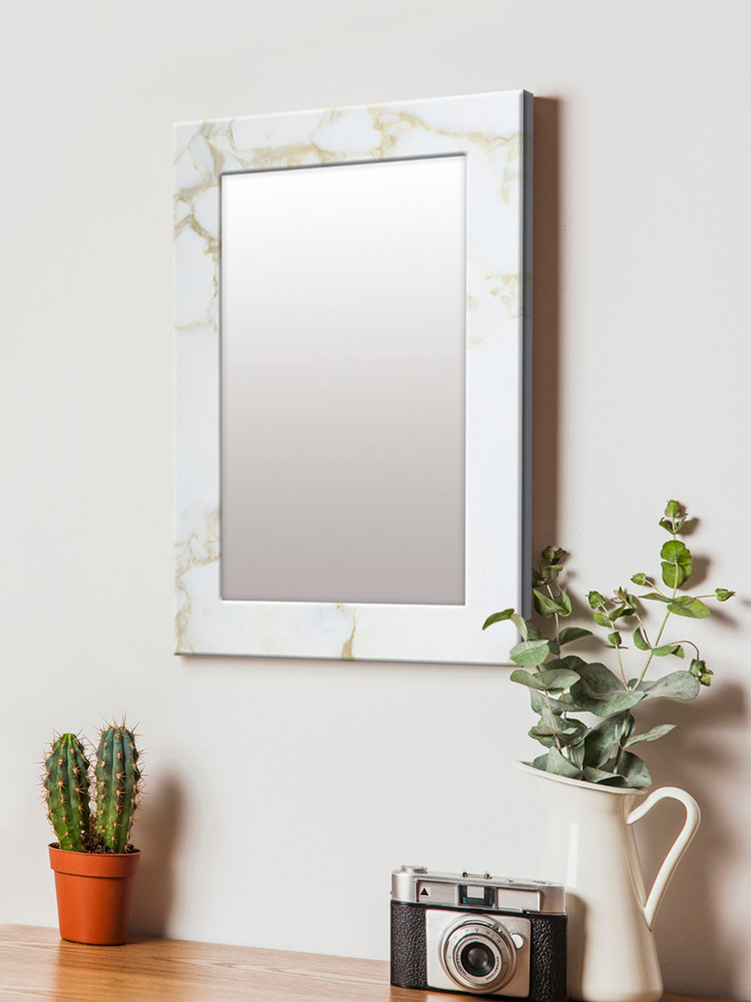 

999Store White Printed MDF Wall Mirror