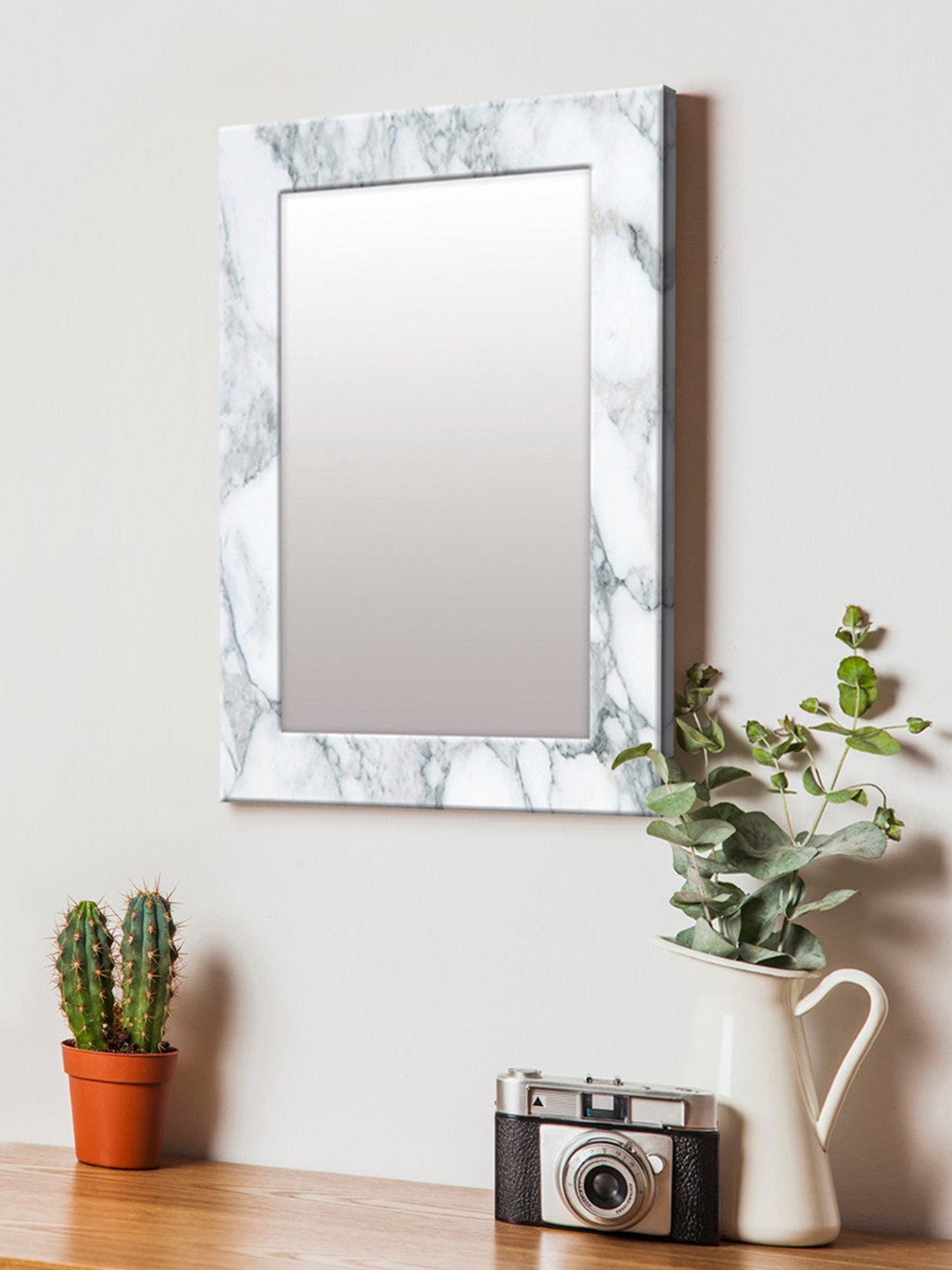 

999Store White & Grey Printed MDF Wall Mirror