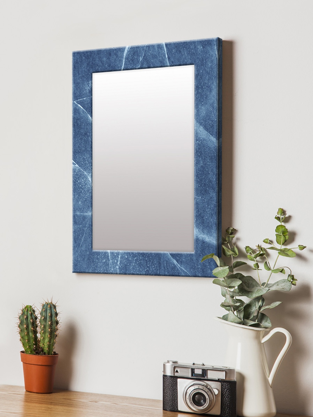 

999Store Blue Printed MDF Wall Mirror