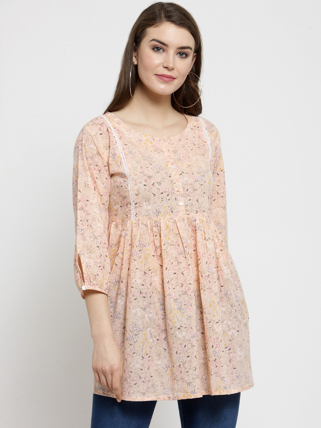 

Varanga Peach-Coloured Printed Tunic