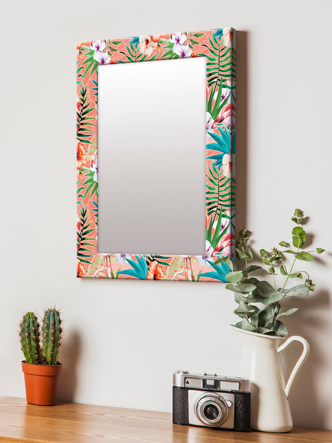 

999Store Multicoloured Printed MDF Wall Mirror, Multi