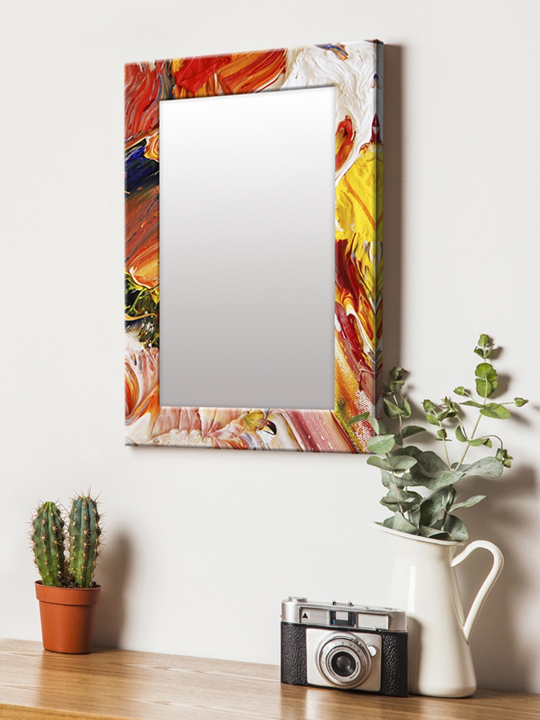

999Store Multicoloured Printed MDF Wall Mirror, Multi
