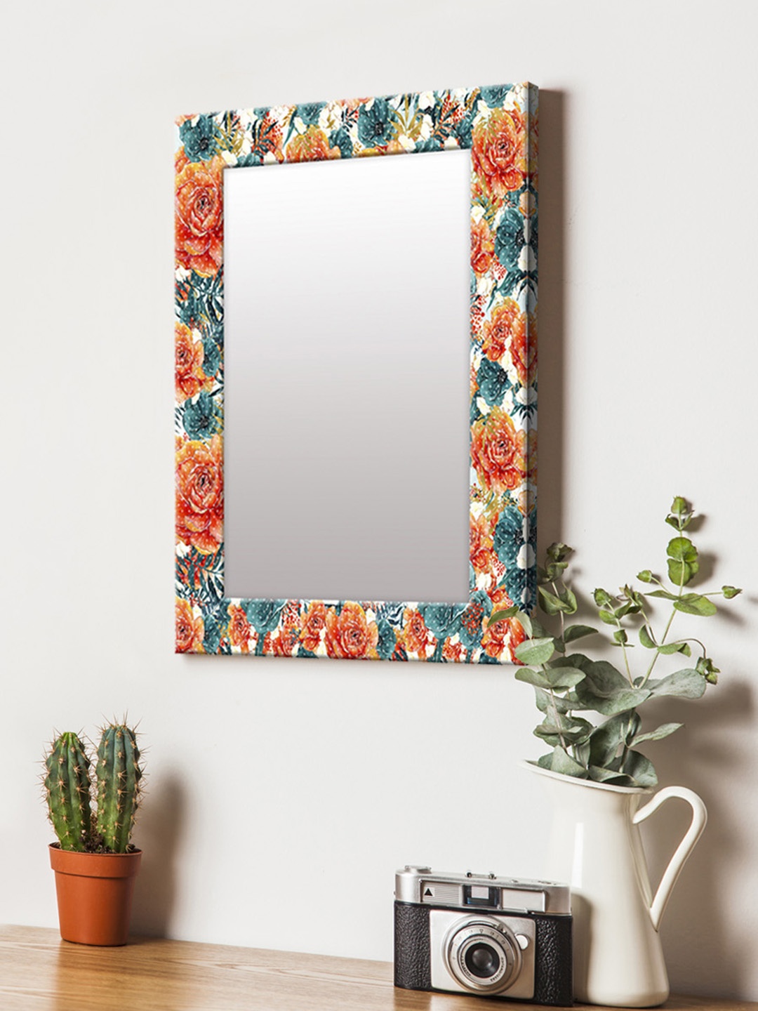 

999Store Multicoloured Printed MDF Wall Mirror, Multi