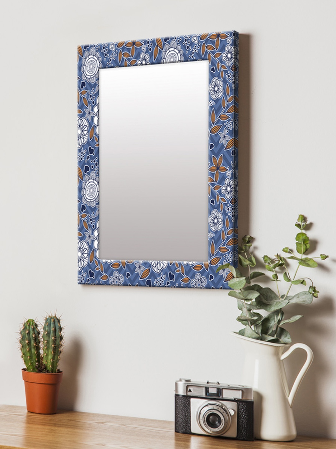 

999Store Blue Printed MDF Wall Mirror