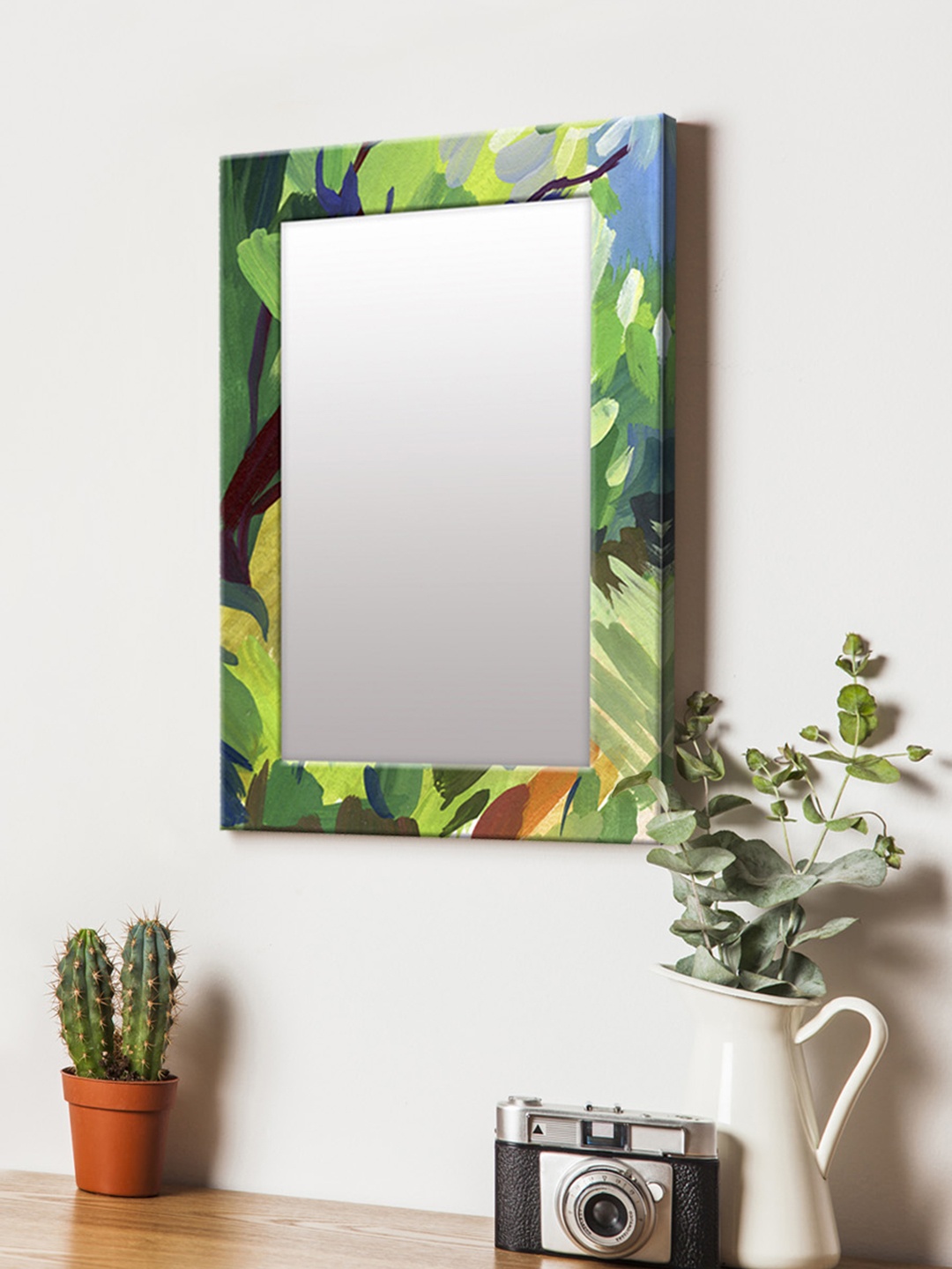 

999Store Green Printed MDF Wall Mirror
