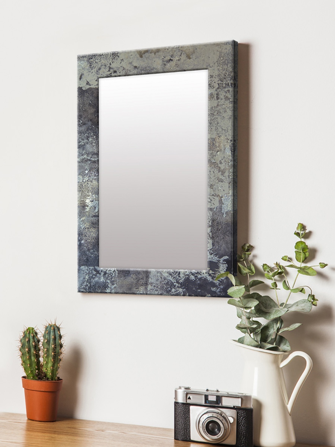 

999Store Grey & Black Printed MDF Wall Mirror