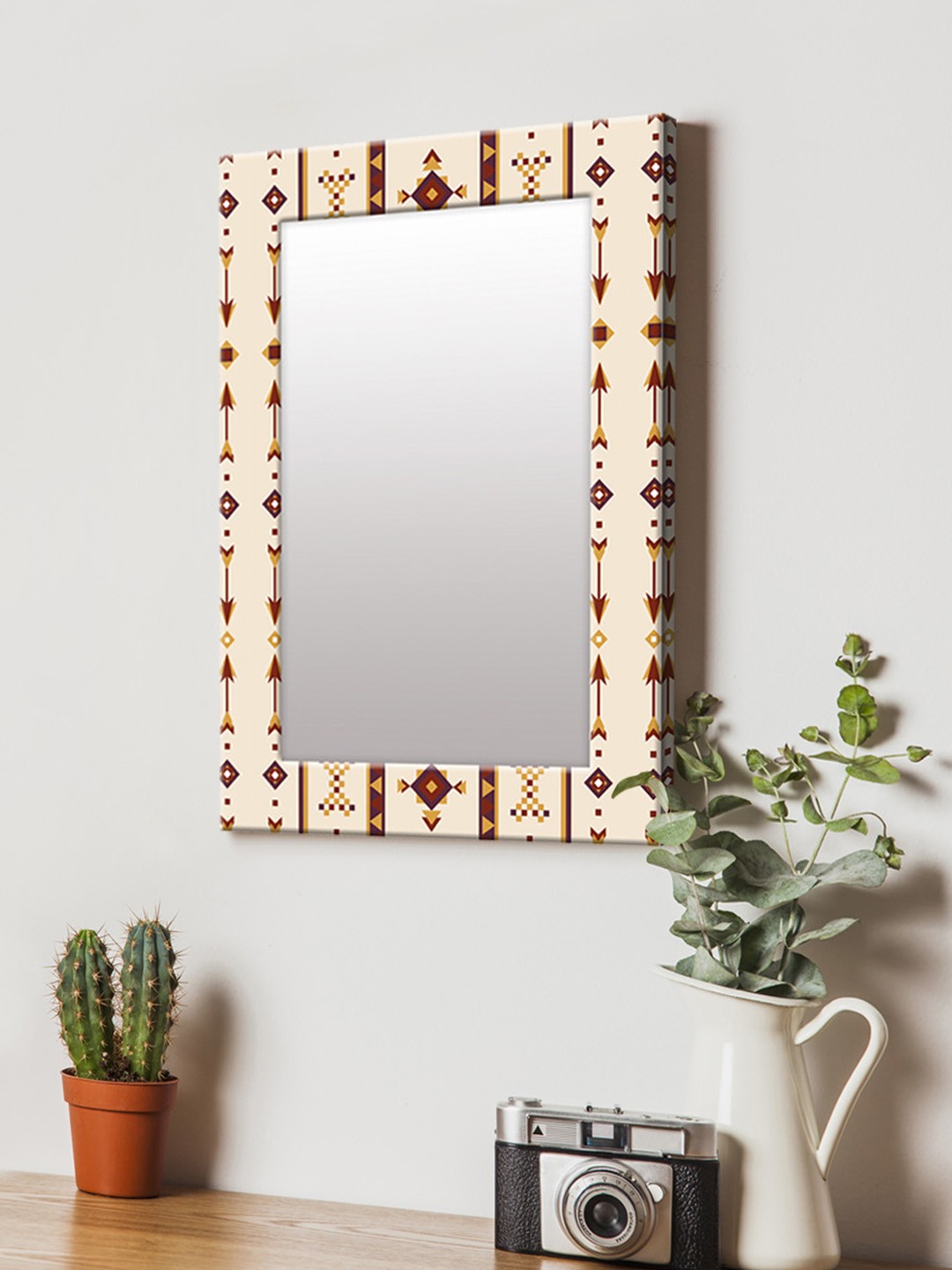 

999Store Multicoloured Printed MDF Wall Mirror, Multi