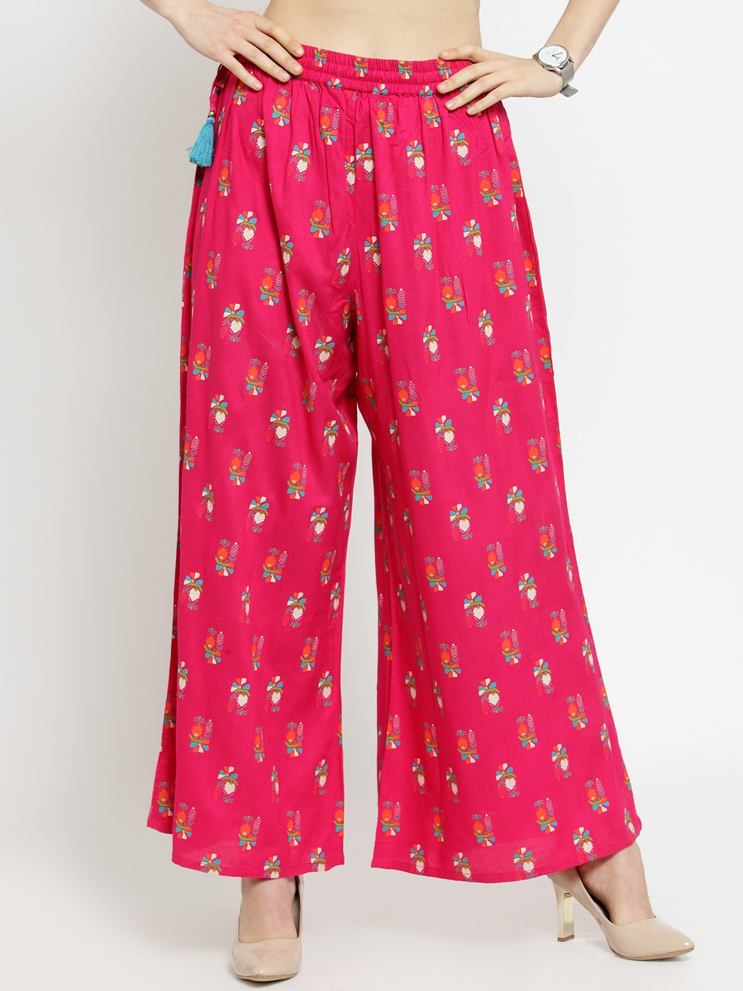 

Varanga Women Pink Flared Printed Palazzos