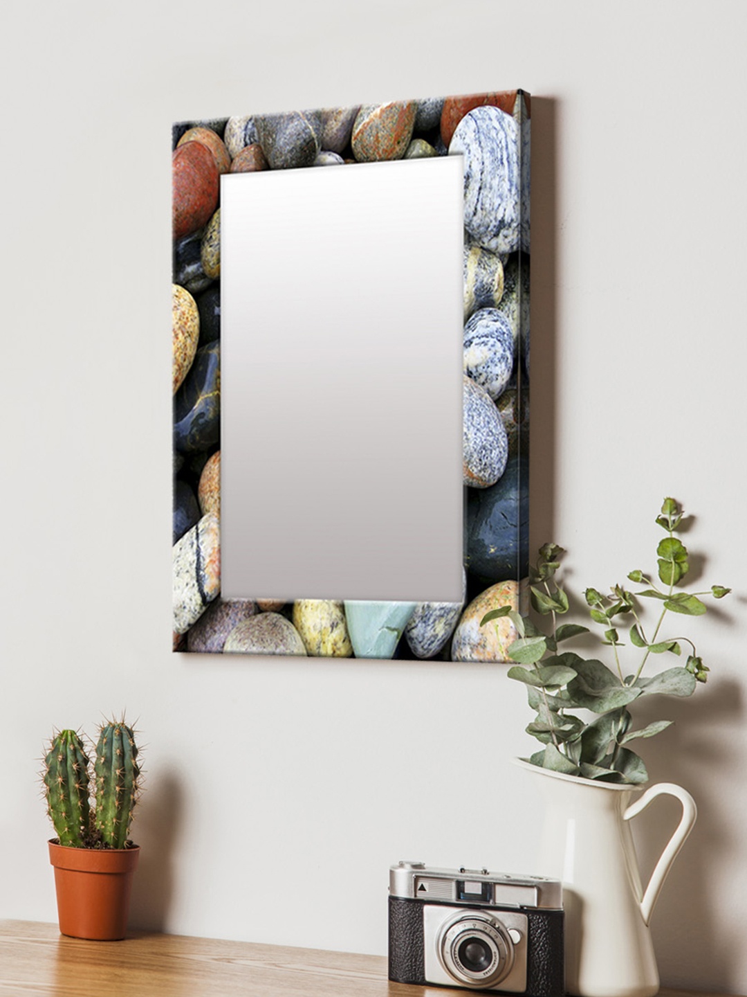

999Store Multicoloured Printed MDF Wall Mirror, Multi