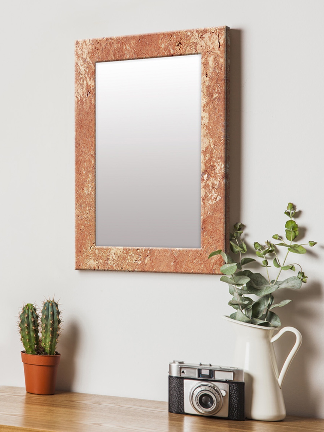 

999Store Red Printed MDF Wall Mirror