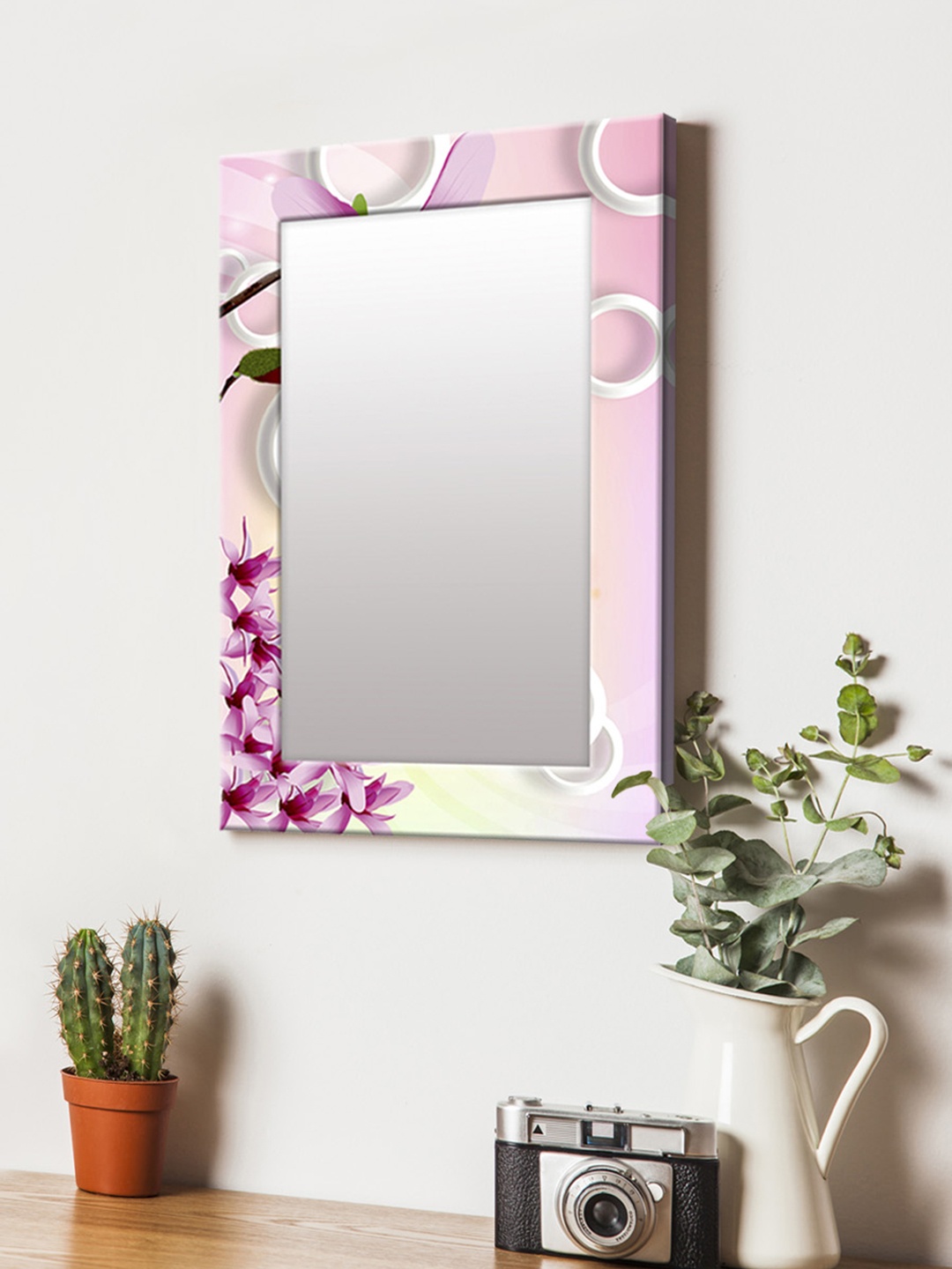 

999Store Pink Printed MDF Wall Mirror