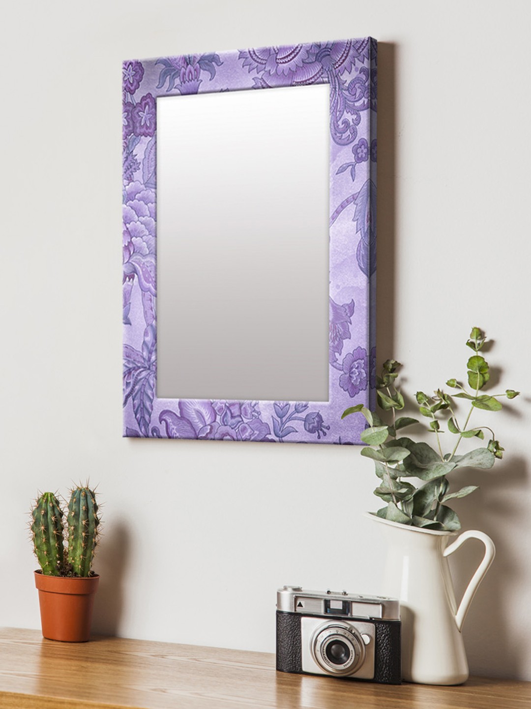 

999Store Violet Printed MDF Wall Mirror
