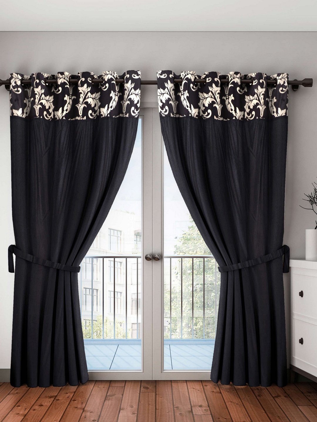 

Fashion String Set of 2 Black Long Door Curtains