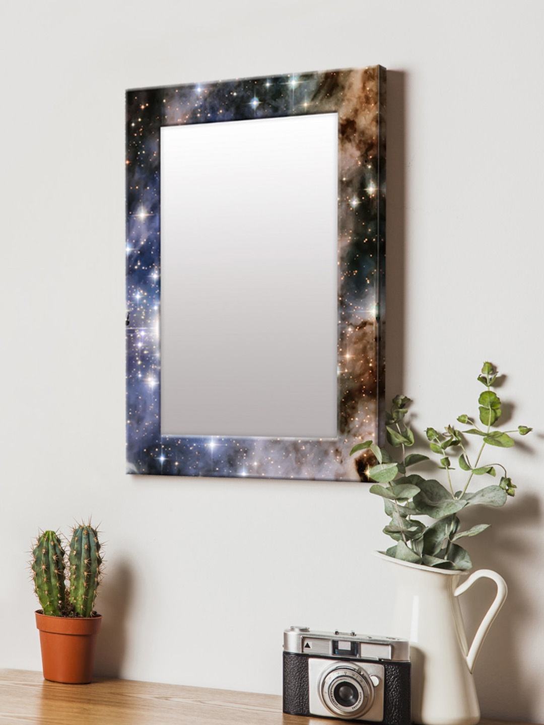 

999Store Blue & Brown Printed MDF Wall Mirror