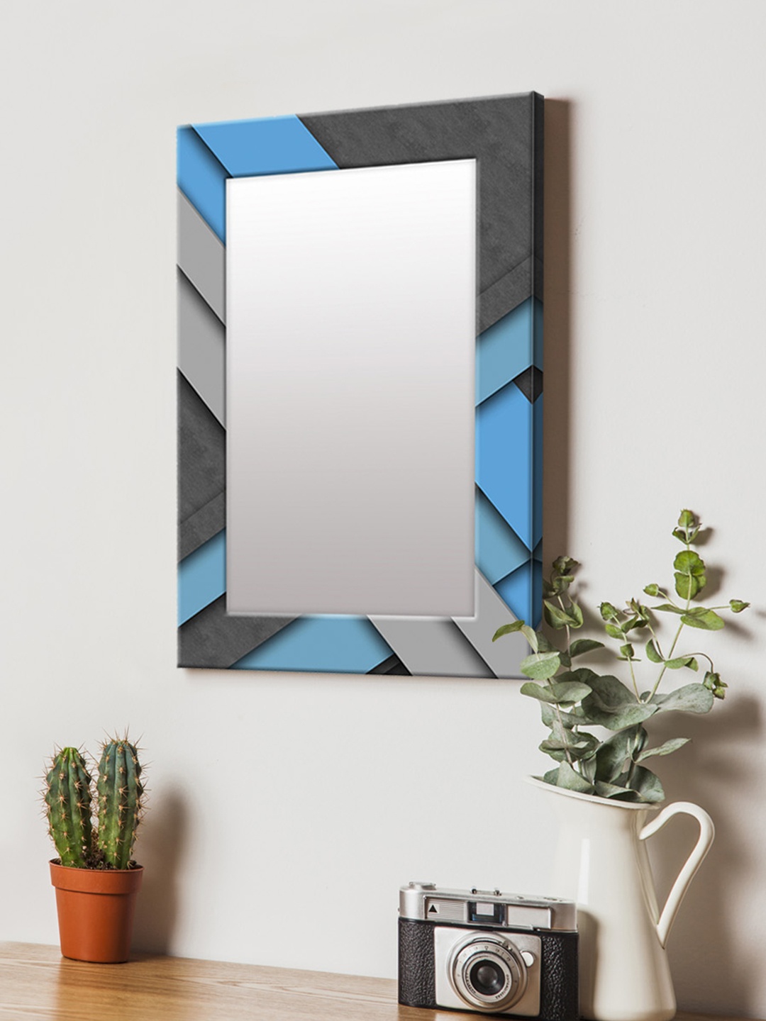 

999Store Blue & Black Printed MDF Wall Mirror