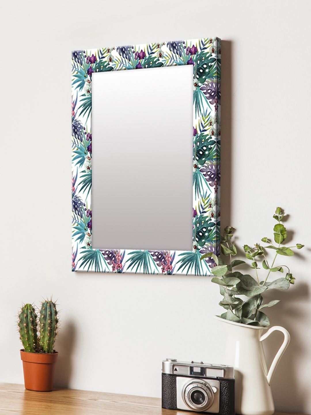 

999Store Multicoloured Printed MDF Wall Mirror, Multi