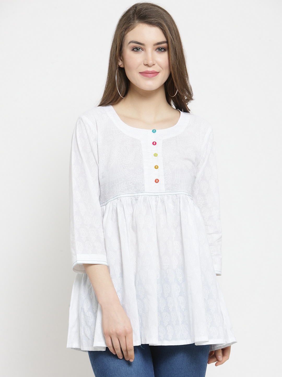 

Varanga White Printed Tunic