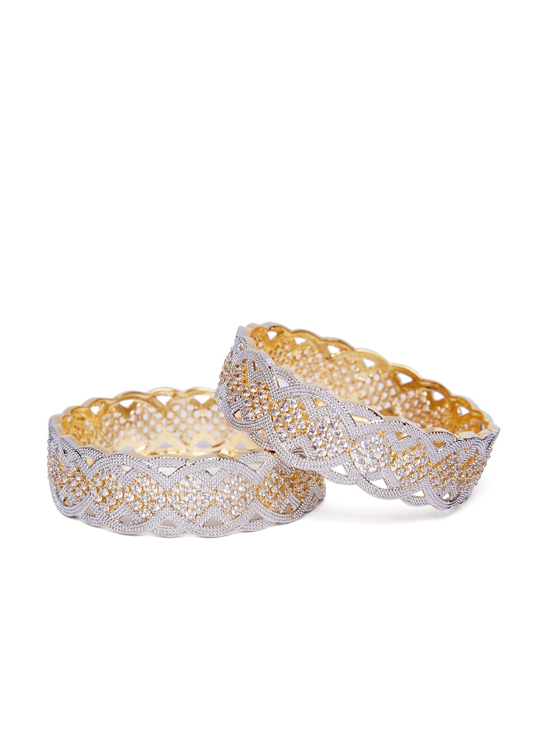 

PANASH Women Set Of 2 Gold-Plated Embellished Bangles