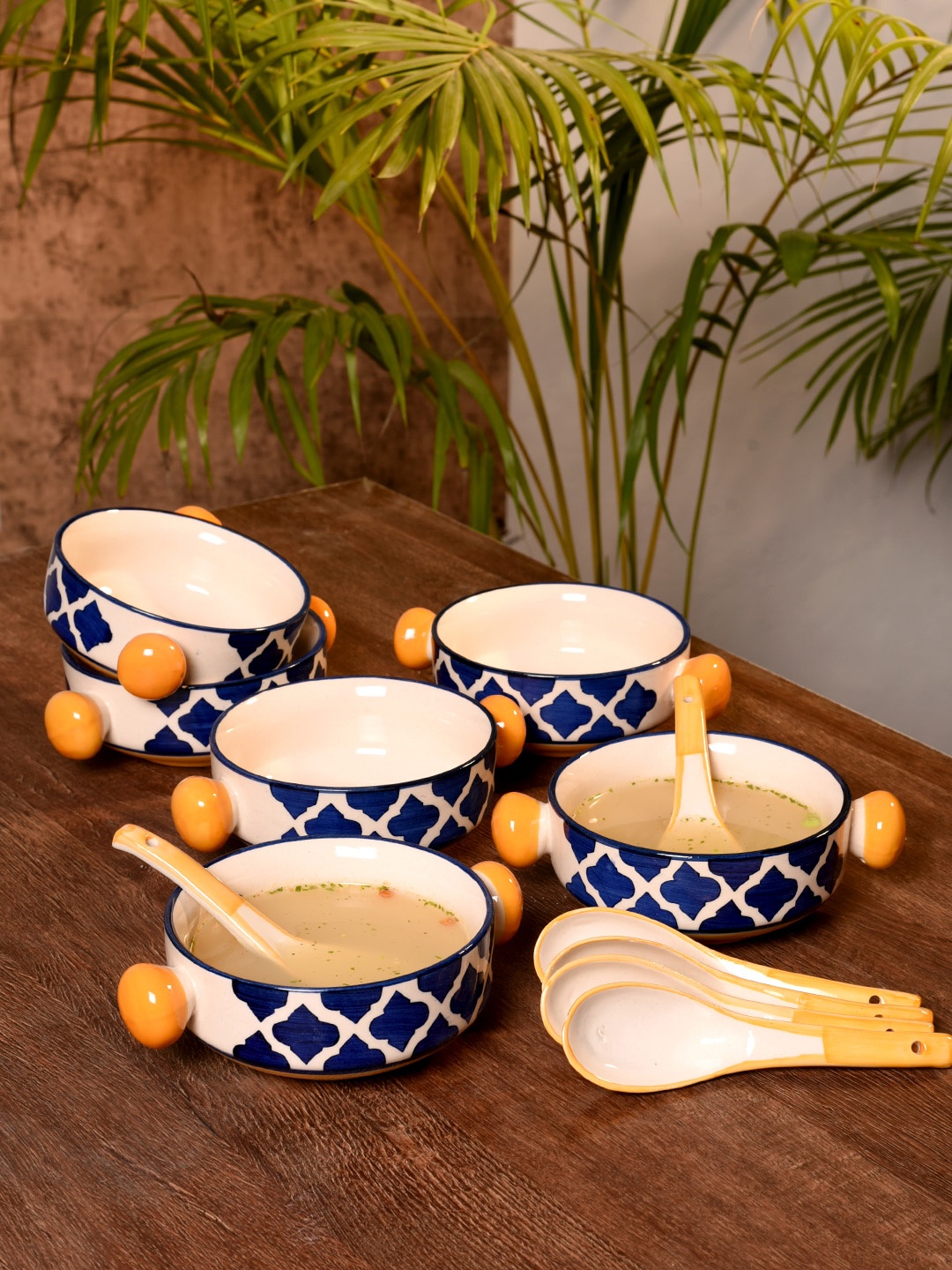 

Unravel India Set of 6 Printed Ceramic Dinner Set Set, Multi