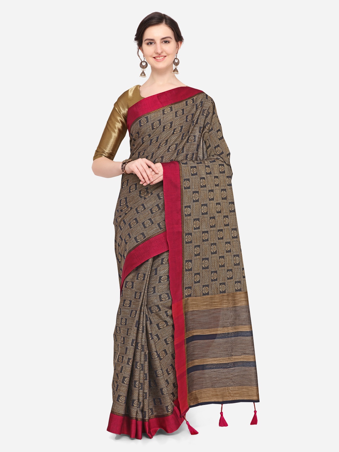 Pisara Grey Silk Blend Woven Design Kanjeevaram Saree
