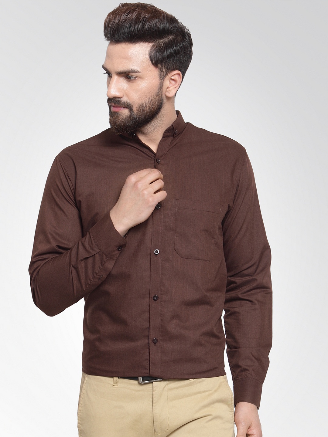 

JAINISH Men Coffee Brown Classic Slim Fit Solid Formal Shirt