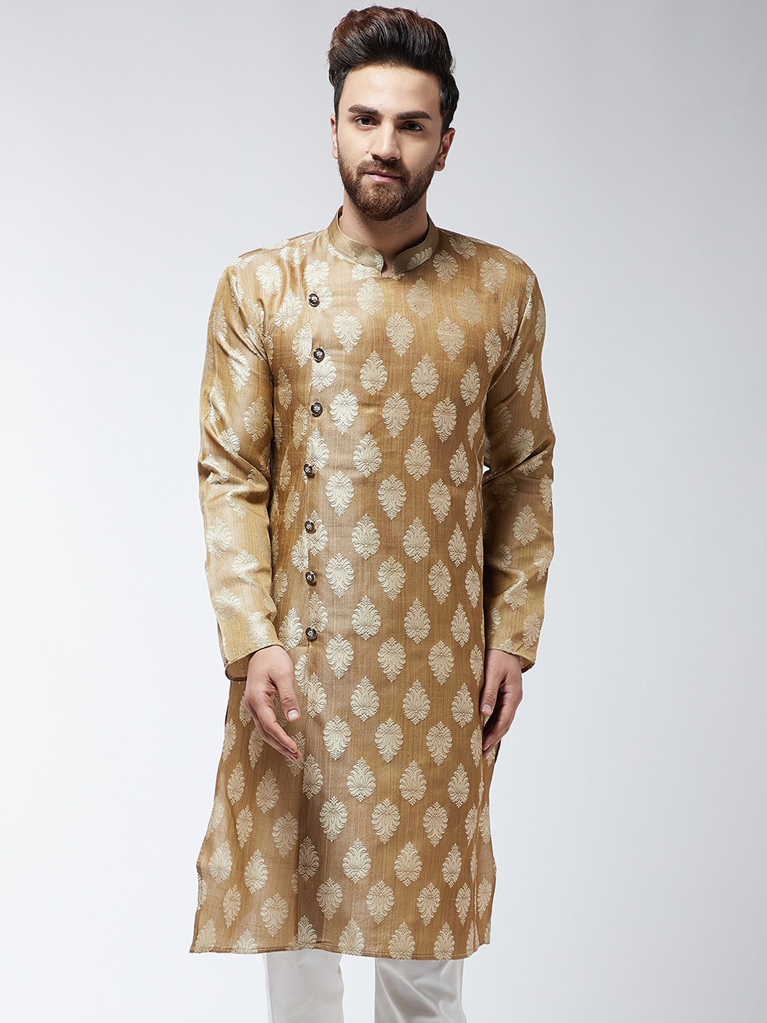 

SOJANYA Men Brown Embroidered Straight Kurta